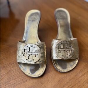 Tory Burch Gold Slide Sandals
